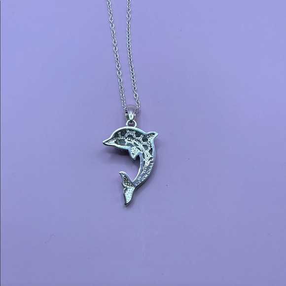 Swarovski Crystal and Sterling Silver Sparkly Dolphin Necklace - Picture 4 of 5